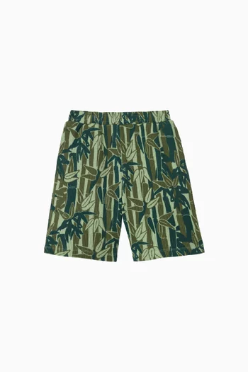 Bamboo-print Bermuda Shorts in French Terry