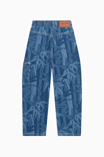 Bamboo-print Jeans in Cotton-denim