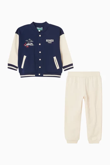 Logo-embroidered Bomber Jacket & Pants Set