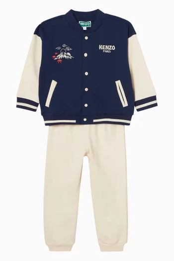 Logo-embroidered Bomber Jacket & Pants Set