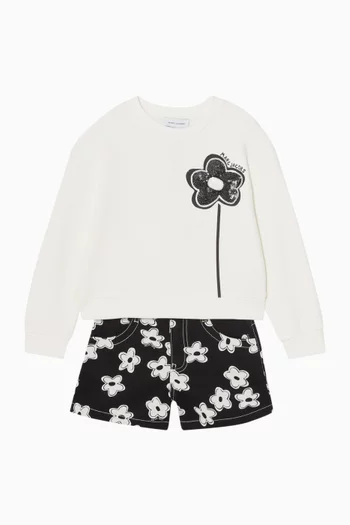 Daisies Shorts in Cotton-denim