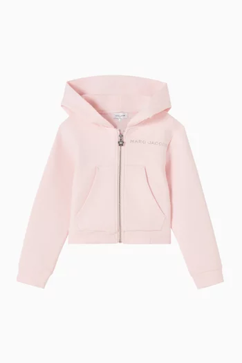 Stud Logo Hooded Zip-Up Top