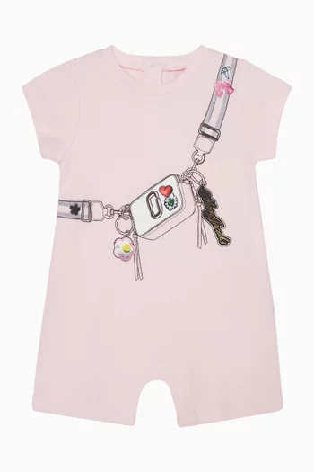 Bag Graphic-print Romper in Cotton Jersey