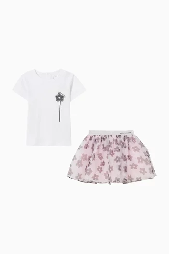 Floral Print T-Shirt & Skirt Set