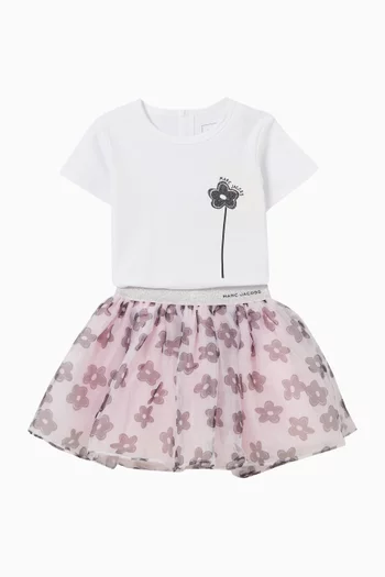 Floral Print T-Shirt & Skirt Set