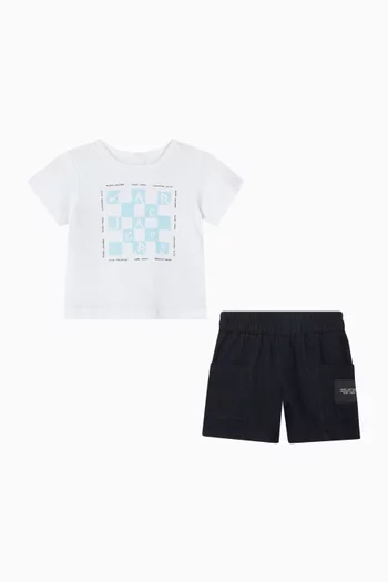 Graphic‑print T‑Shirt & Cargo Shorts Set