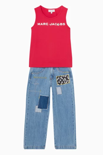 Patchwork Jeans in Cotton-denim