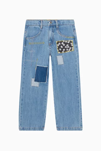 Patchwork Jeans in Cotton-denim