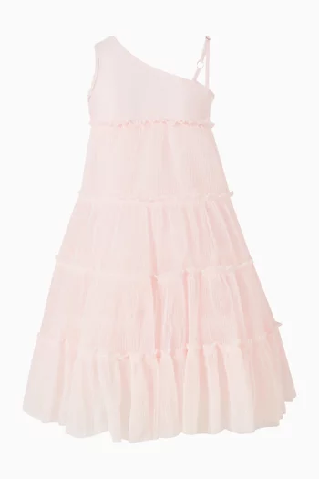 One-shoulder Dress in Glitter Tulle
