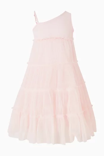One-shoulder Dress in Glitter Tulle