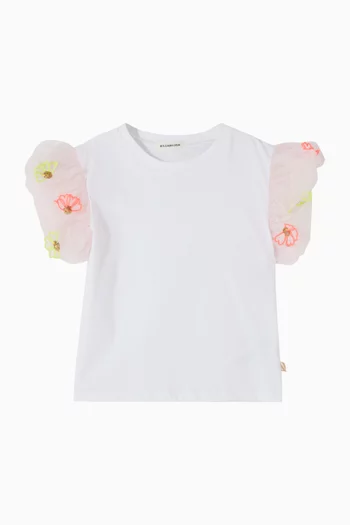 Ruffled Tulle Sleeve T-Shirt