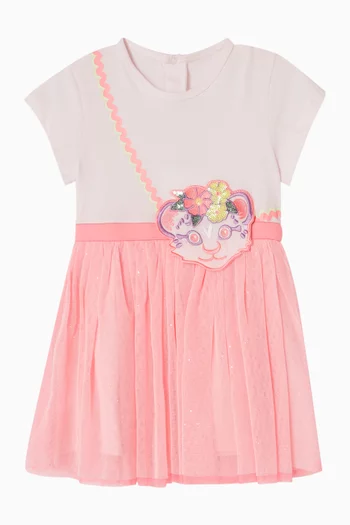 Bag-print Dress in Cotton & Tulle