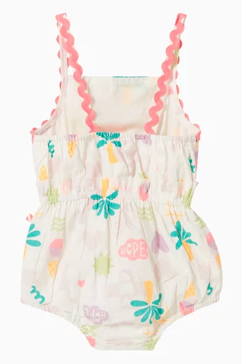 Tropical-print Romper in Cotton
