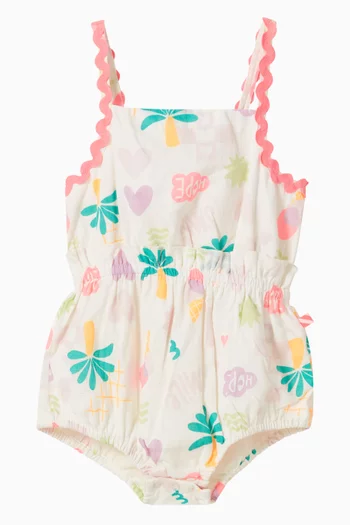 Tropical-print Romper in Cotton