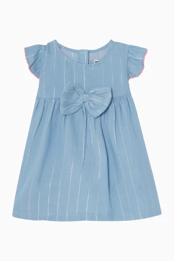 Bow Appliqué Flared Dress
