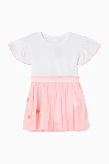 Floral Appliqué Flared Dress