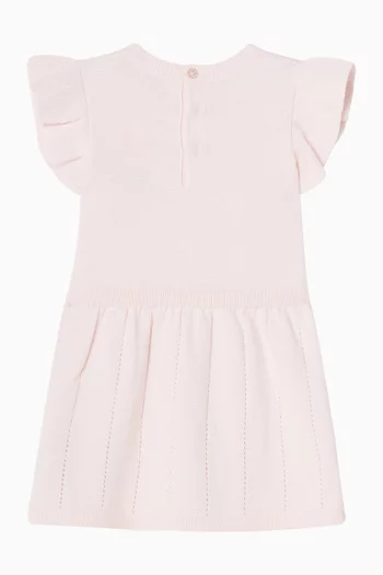 Floral Appliqué Knitted Flared Dress
