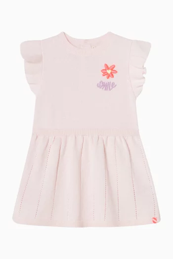 Floral Appliqué Knitted Flared Dress