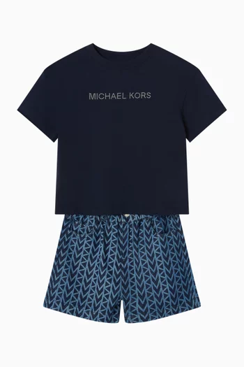 Monogram Shorts in Cotton-denim