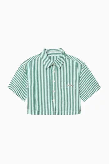 Striped Cropped Shirt in Cotton