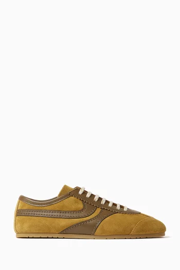 Leather-trim Sneakers in Suede