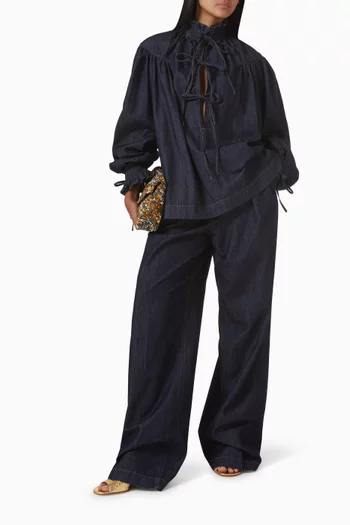 Catya Lace-up Shirt in Denim