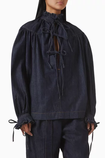 Catya Lace-up Shirt in Denim