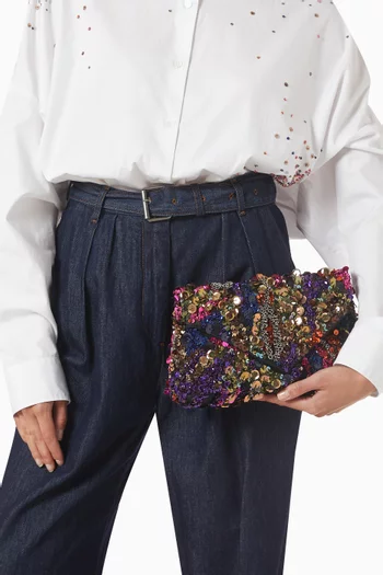 Medium Embroidered Envelope Clutch