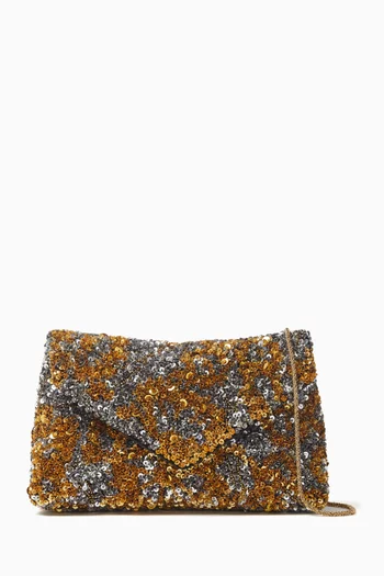 Small Embroidered Envelope Clutch