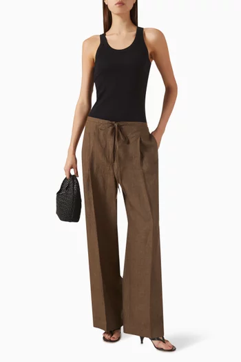 Relaxed Drawstring Pants in Linen