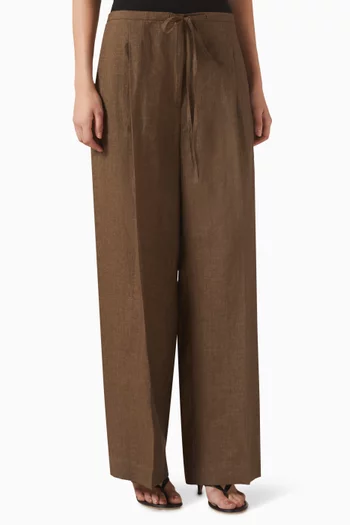 Relaxed Drawstring Pants in Linen