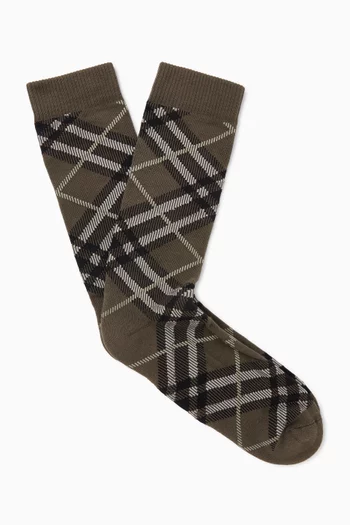 Check Socks in Cotton-blend