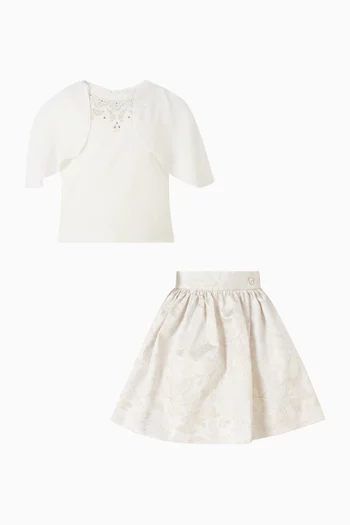 Embroidered Jacquard Skirt Set