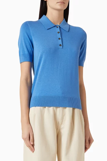 Shrunken Polo Shirt in Wool-blend