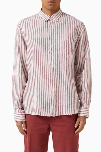 Striped Button-down Shirt in Linen