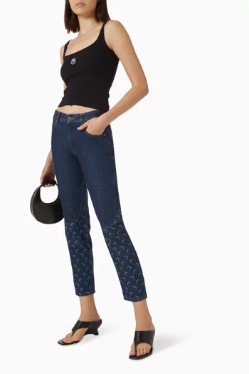 Printed Capri Jeans in Denim