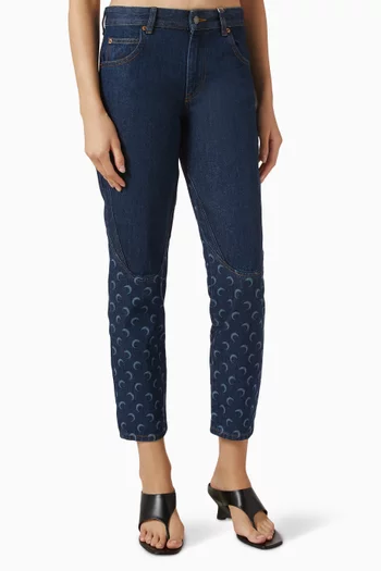 Printed Capri Jeans in Denim