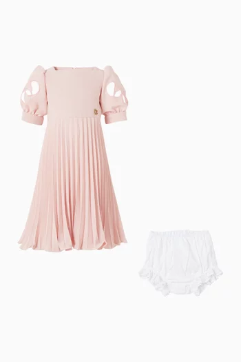 Embroidered Pleated Dress