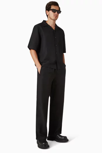 Wide-leg Pants in Linen-blend