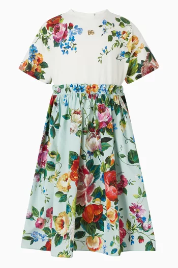 Floral Print Dress in Poplin Cotton