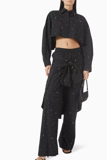 Embellished Crop Shirt in Cotton