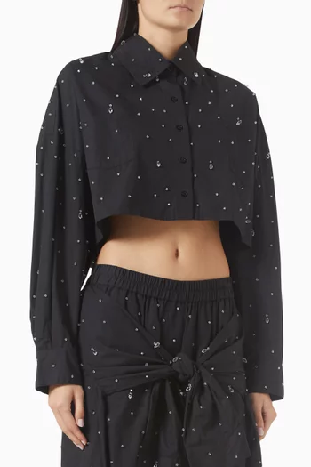 Embellished Crop Shirt in Cotton
