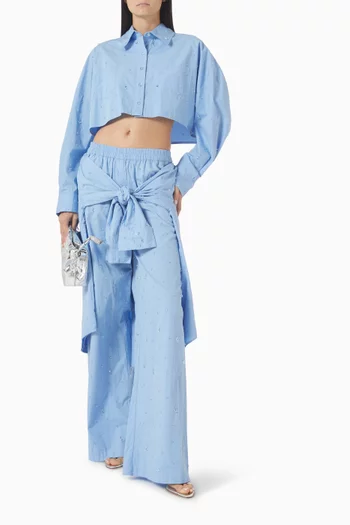 Embellished Crop Shirt in Cotton