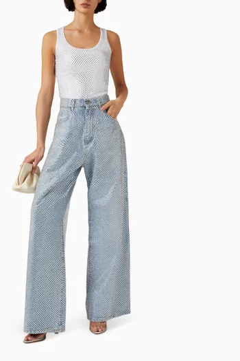 Crystal-embellished Wide-leg Jeans