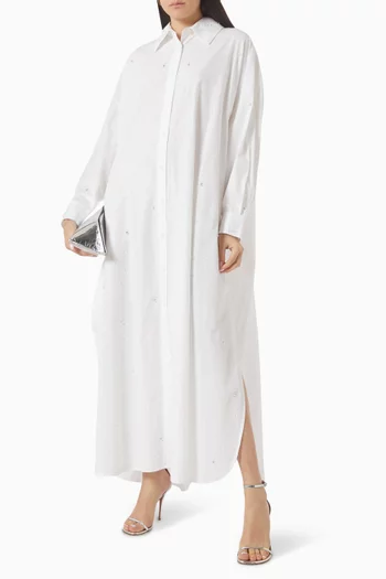Rhinestone-embellished Oversized Shirt Dress