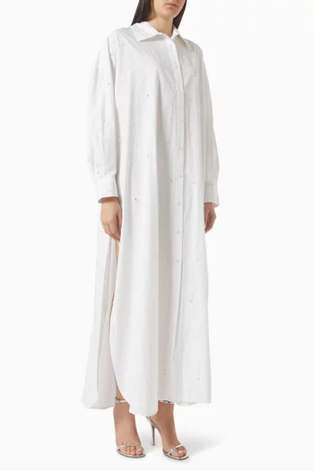 Rhinestone-embellished Oversized Shirt Dress