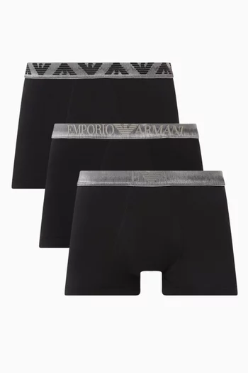 Logo Boxer Briefs in Stretch-cotton, Set of 3