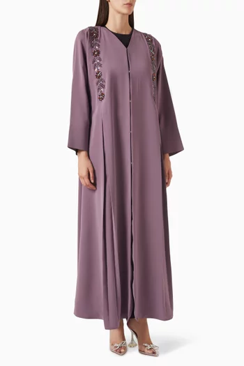 Crystal Embellished Panel Cut Abaya
