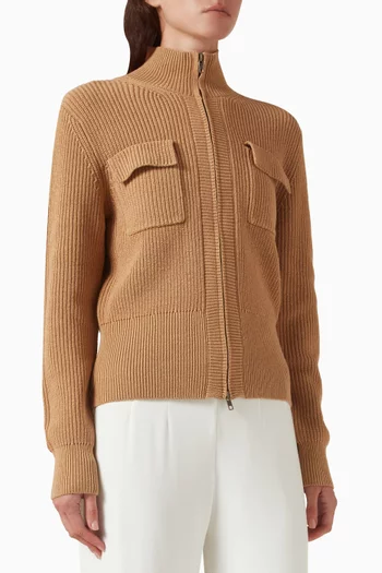 Zip-up Cardigan in Wool