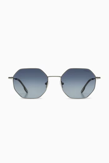 Baker Irregular Sunglasses in Stainless Steel